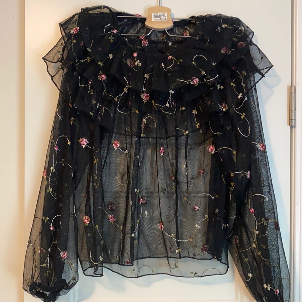 Zara sheer blouse with floral design